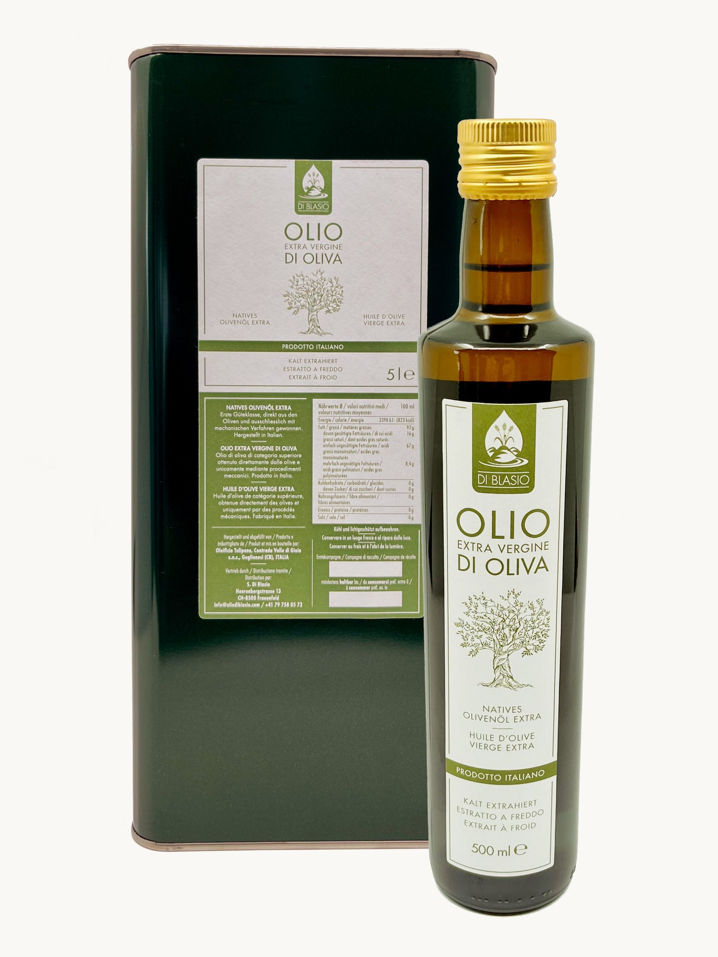 Olio Extra Vergine di Oliva Di Blasio - Set aus 1 x 5L Kanister + 1 x 500ml Flasche